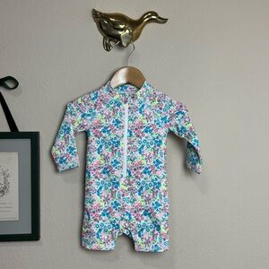 JANIE AND JACK | Pink Blue Floral Long Sleeve Swimsuit Rash Guard 3-6 months